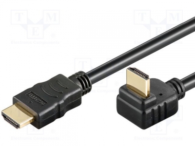 Кабел HDMI-HDMI HDMI.HE080.015 Кабел; HDMI 1.4; HDMI щепсел, HDMI щепсел 270°; 1,5m; черен